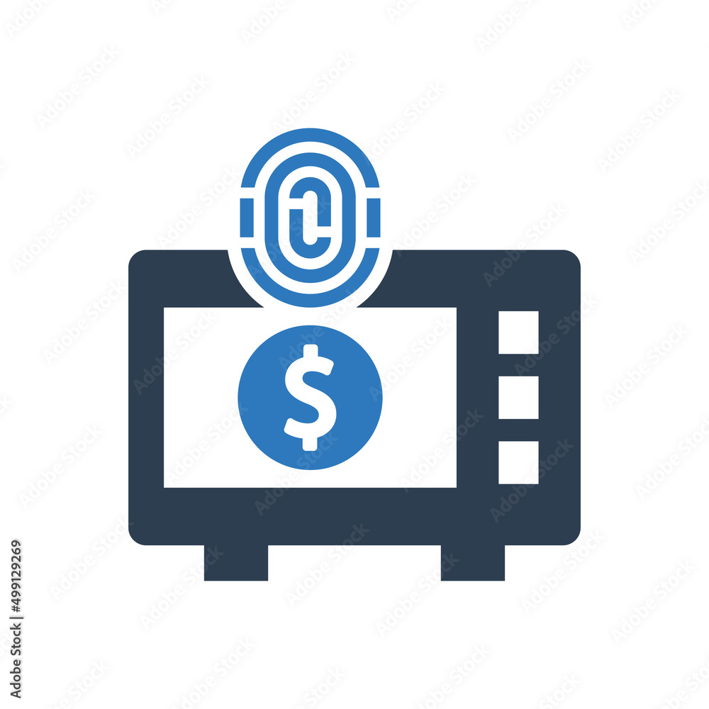 money security locker icon - fingerprint sign symbol money security locker icon - fingerprint sign symbol
