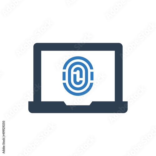 biometric laptop icon - fingerprint laptop icon