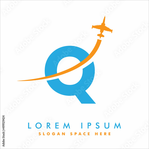Creative Air Travel Logo Design with Q letter. Air Travel Logo Design Template. tour and travel logo design vector eps 10
