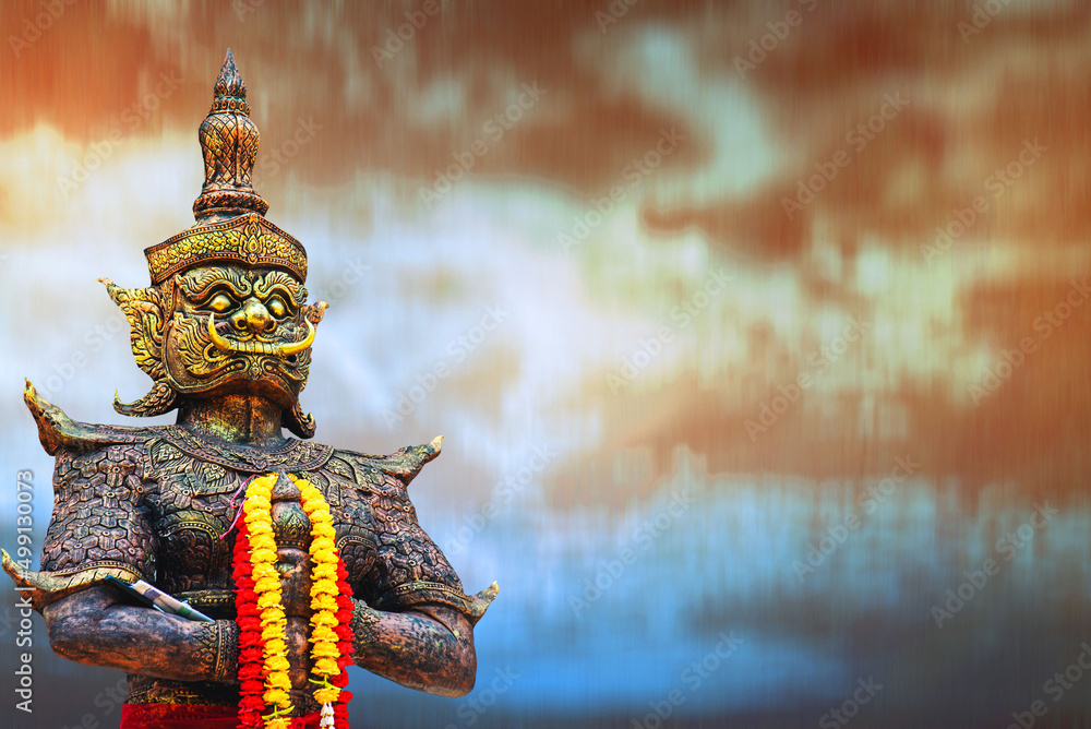 Fototapeta premium Giant Asian god the background, clipping path