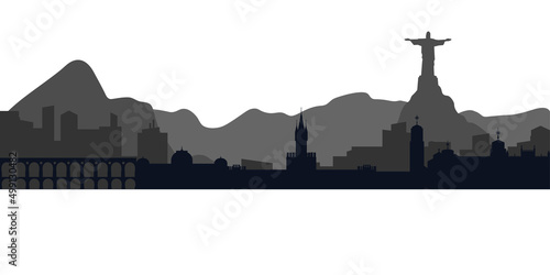 Rio de Janeiro Brazil city black and white skyline vector silhouette 