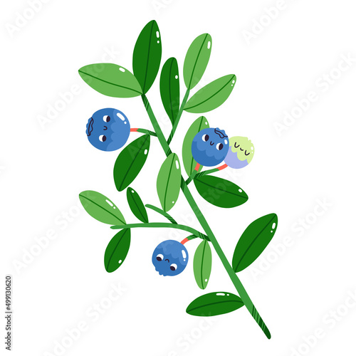 Cute blueberry characters, vector illustration