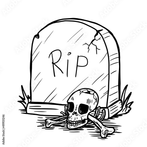 Gravestone vector illustration isolated on white background