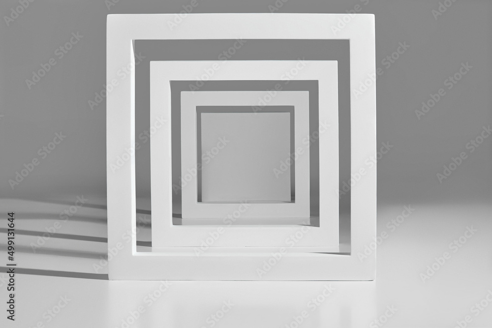 Showcase layout of square frames of different sizes on gray background Showcase layout of square frames of different sizes on gray background