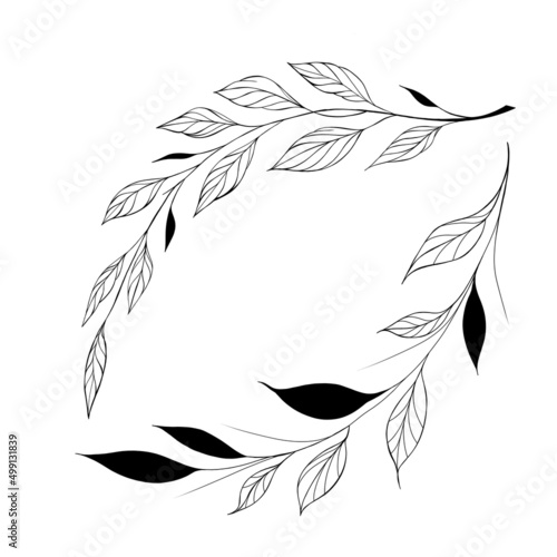 botany tattoo sketch - beautiful twig plant. Botanical element template for g...