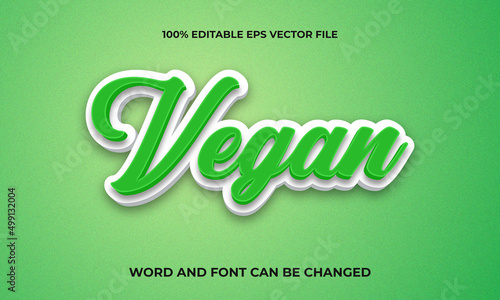 Fototapeta Naklejka Na Ścianę i Meble -  Editable 3D Text Effect with vegan natural green fresh Text Concept Style