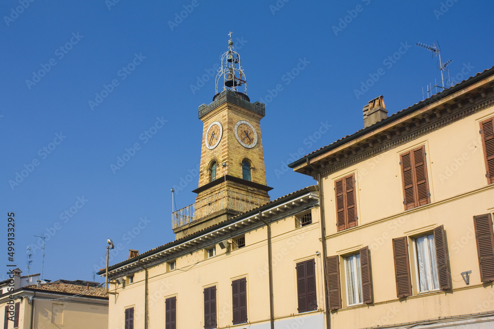 Bell tower of Church of Sant Rocco (Chiesa di San Rocco) in Ravenna, Italy