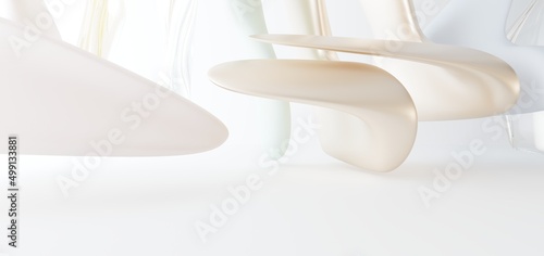 Obraz na płótnie Luxury parametric abstract architectural minimalistic background. Contemporary showroom. Modern colored glass exhibition tunnel. Empty gallery. Backlight. 3D illustration and rendering. w salonie