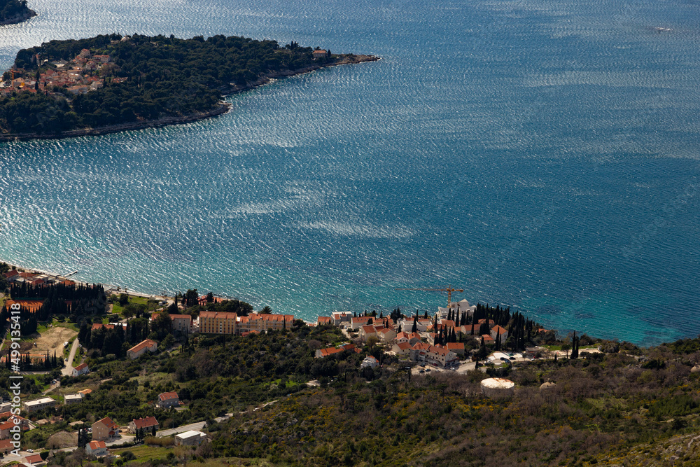 Little village in Dalmatia region. Aerial view. Croatia