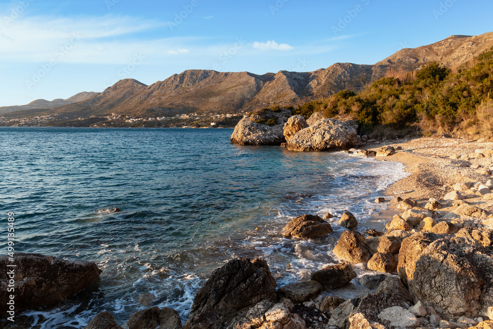 Wild beach on a coast of Adriatic sea. Croatia