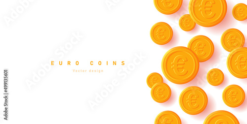 Background with euro coins falling to the right hand side with place for your text. Vector illustration