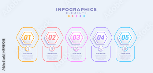 Business infographic template with five options