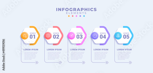 Business infographic template with five options
