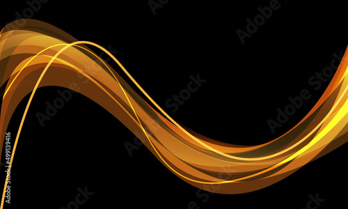Abstract gold wave curve on black design modern luxury futuristic background vector