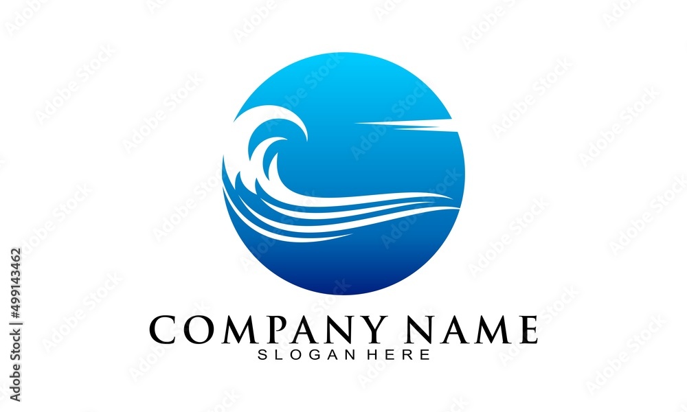 Blue wave symbol icon logo