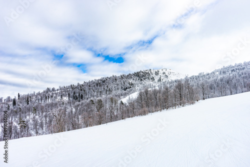 Covered with snow Caucasus mountain