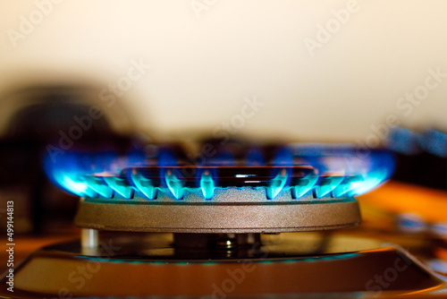 In this photo illustration the blue flame produced by cooking gas liquefied petroleum gas (LPG), composed of propane and butane. In Brazil it is widely used in domestic and industrial kitchens. photo