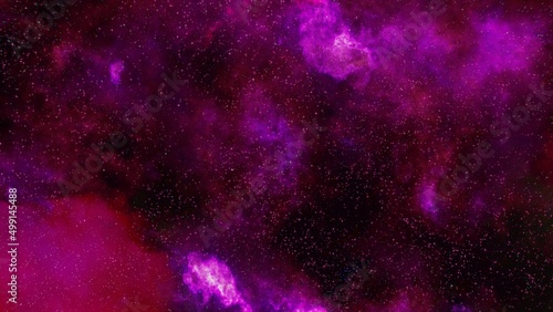 Colored red and purple nebula and open cluster of stars in the universe.