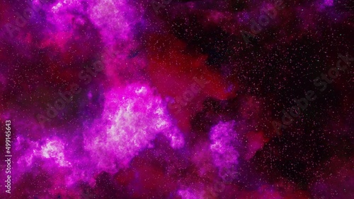 Colored red and purple nebula and open cluster of stars in the universe.