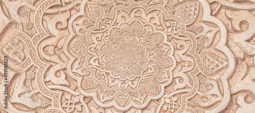 Arab background remanding to Islam culture. Design created using droste effect on a 13th century architectural detail in a mosque.