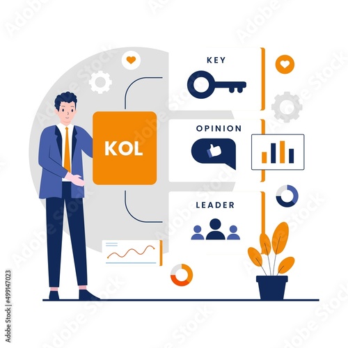 Key opinion leader illustration design. Illustration for websites, landing pages, mobile applications, posters and banners. Trendy flat vector illustration