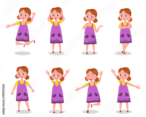 Kid child expression vector illustration set bundle. Set of emotions of children.	
