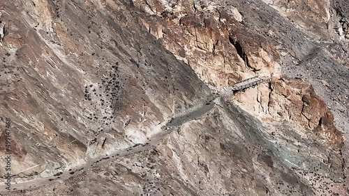 Karakoram Highway through Khunjerab National Park in Hunza Valley, Gilgit-Baltistan, Pakistan.  photo