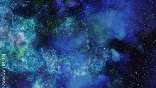 Fototapeta Naklejka Na Ścianę i Meble -  Blue and green Stars, planets and galaxy in a free space