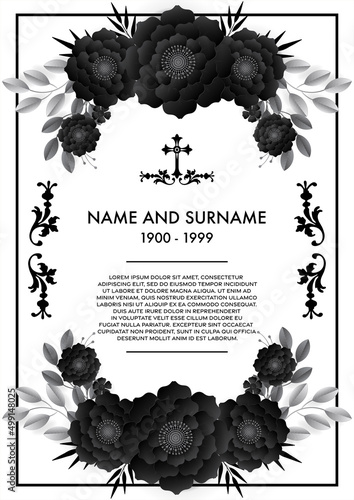 Memorial & Funeral Card Templates with flowers paper cut