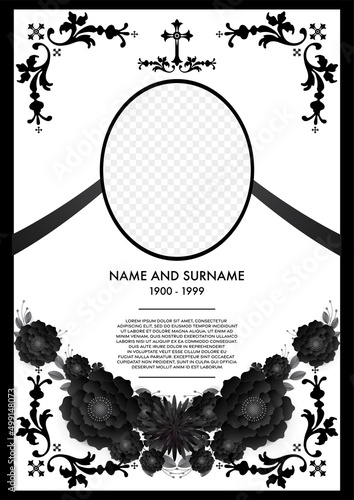 Memorial & Funeral Card Templates with flowers paper cut