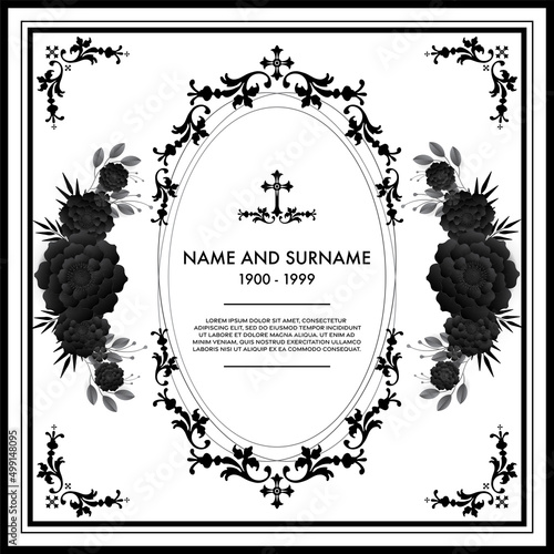 Memorial & Funeral Card Templates with flowers paper cut