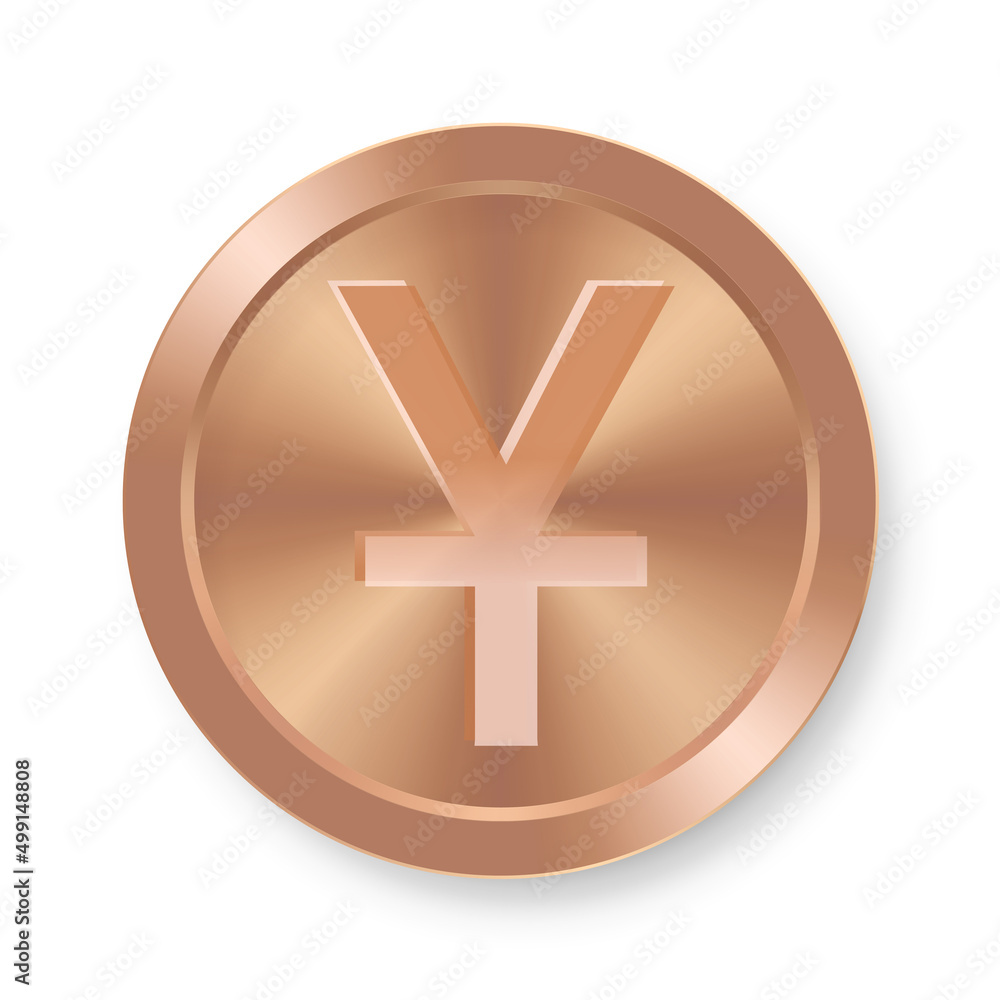 Obraz premium Bronze coin of Chinese yuan yen symbol Concept of internet currency