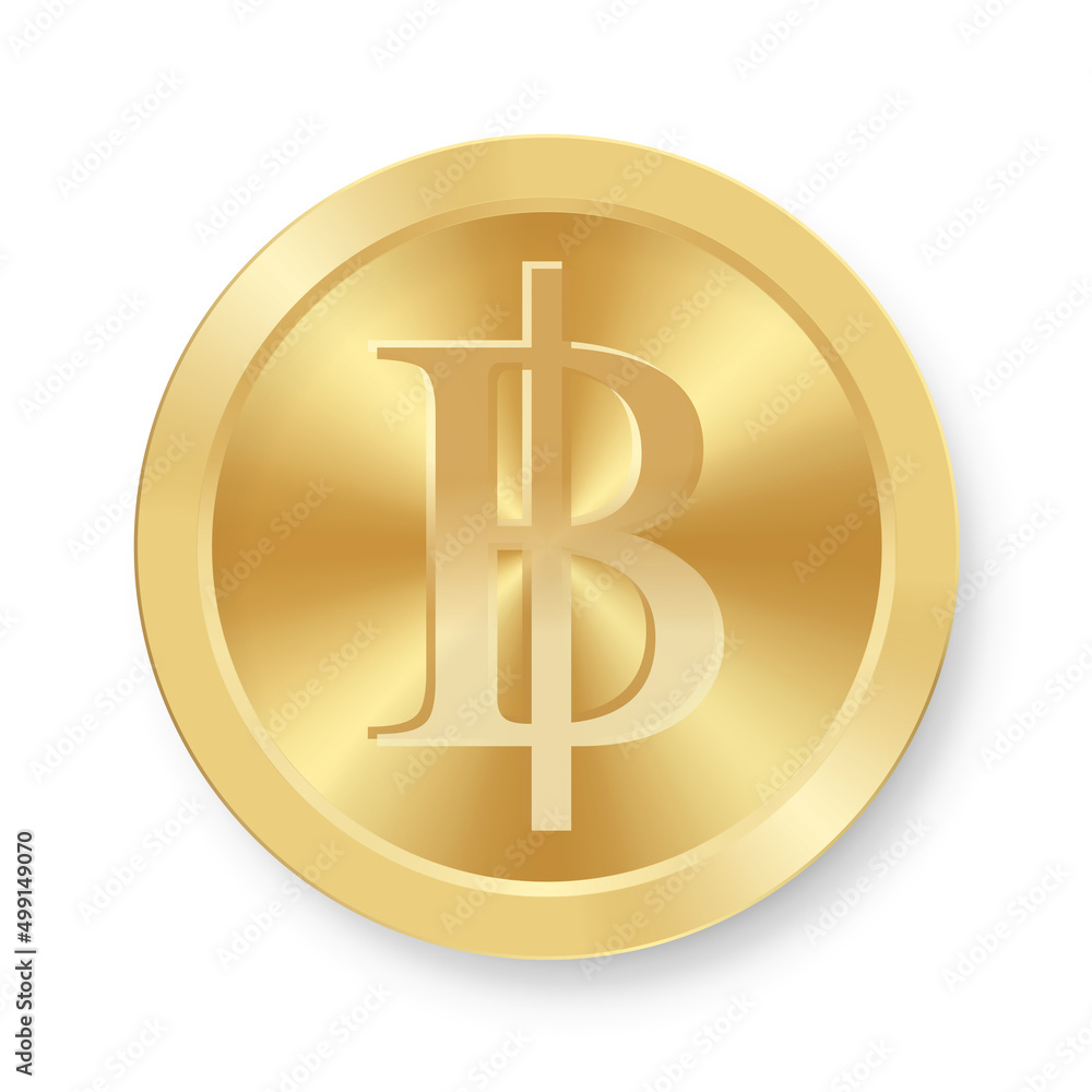 Gold coin of Baht Concept of internet web currency Gold coin of Baht Concept of internet web currency