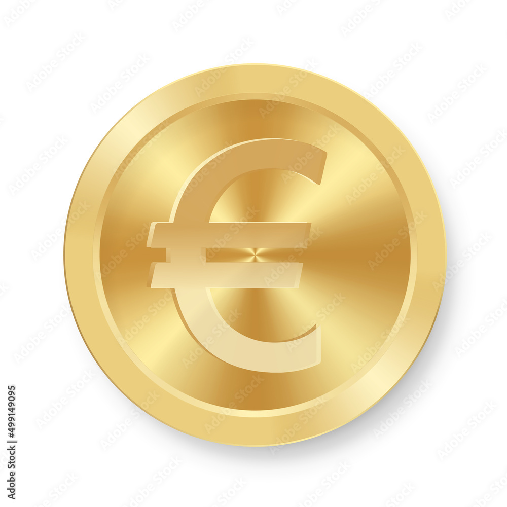 Fototapeta premium Gold coin of euro Concept of web internet currency