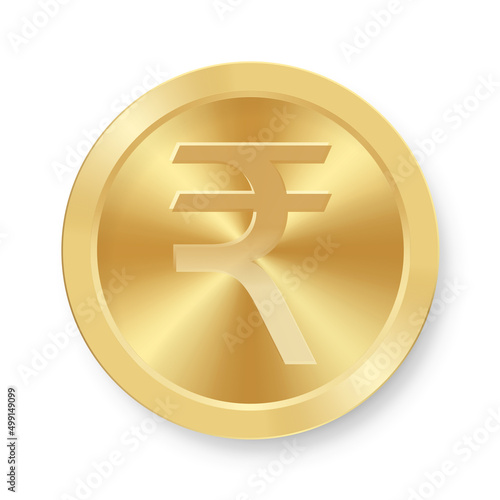 Gold coin of Indian rupee Concept of internet currency