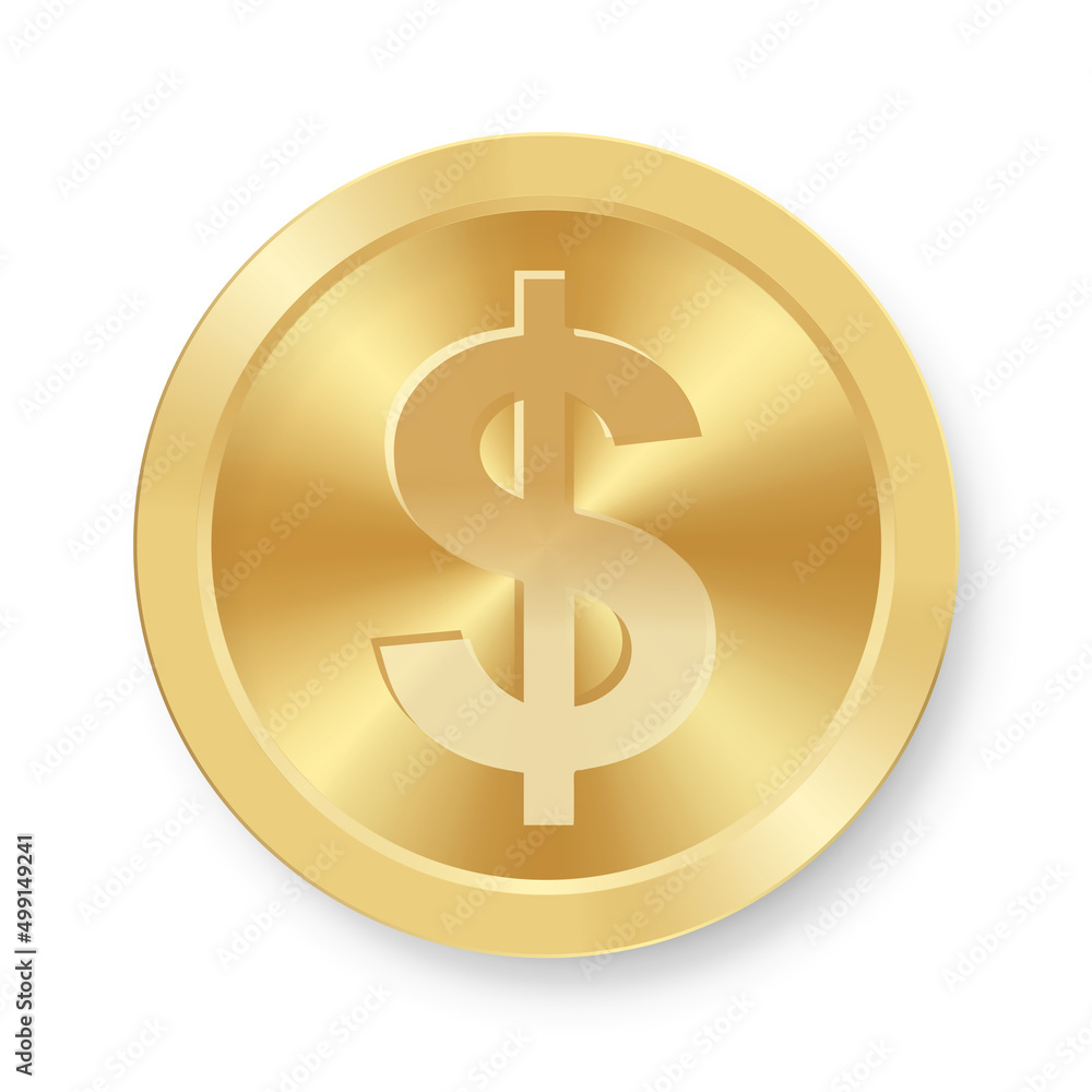 Gold dollar coin Concept of web internet currency Gold dollar coin Concept of web internet currency