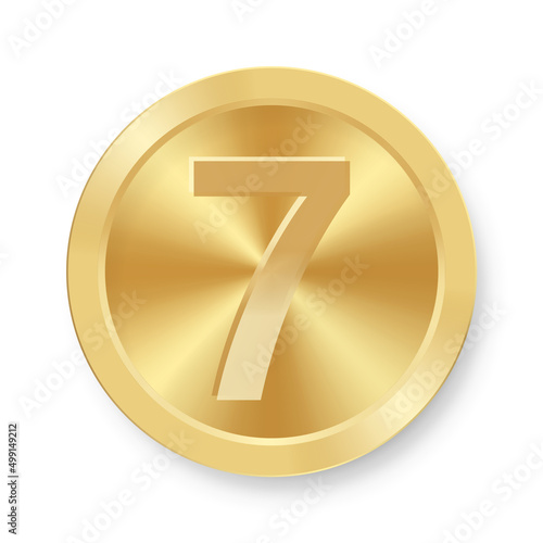 Gold coin with number seven Concept of internet icon