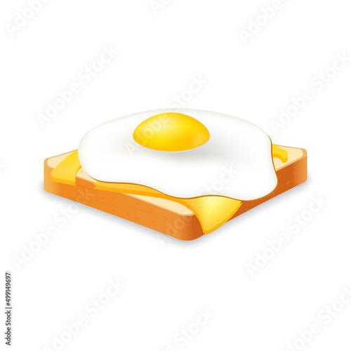 Sandwich from fresh bread with fried egg and cheese Illustration of fast food meal