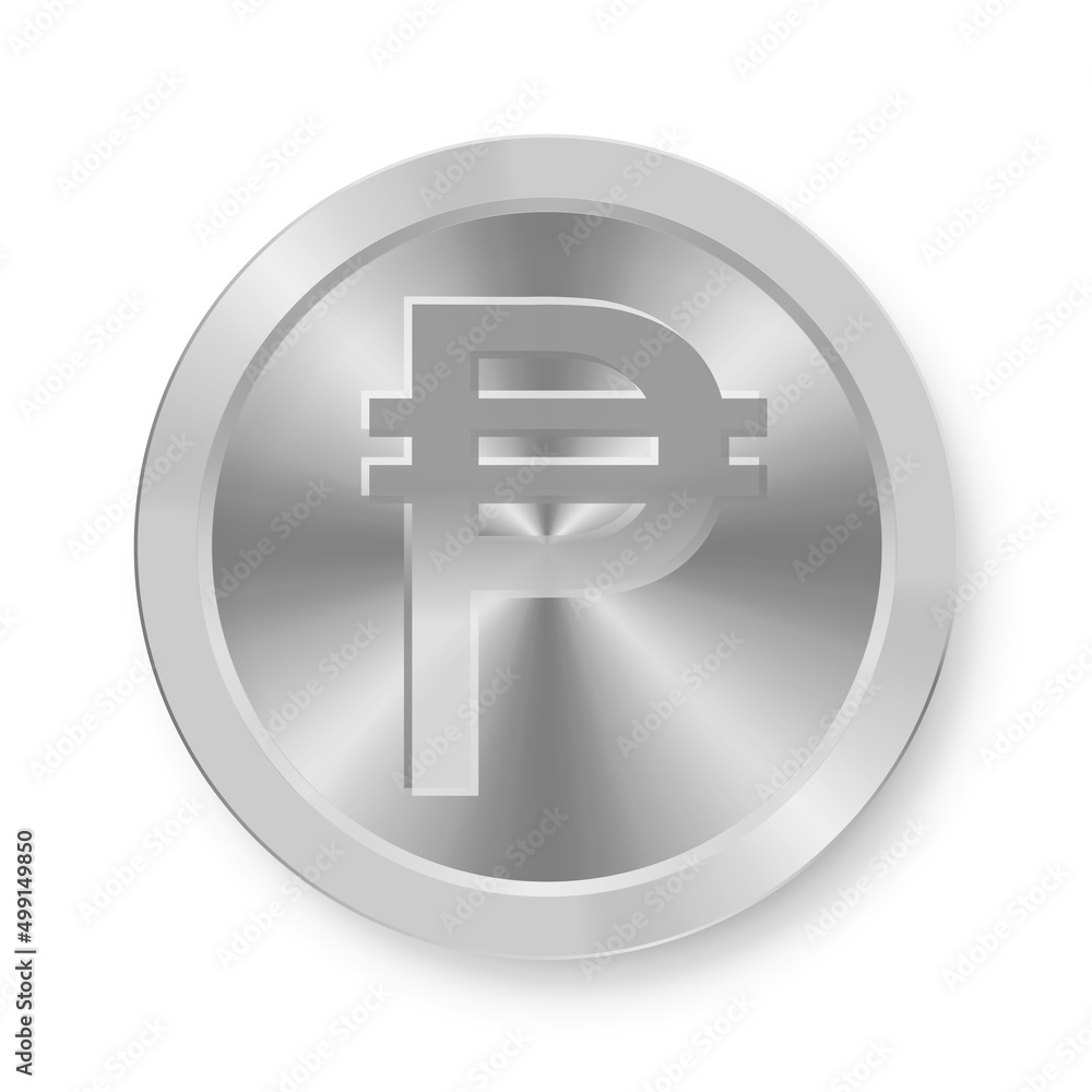 Obraz premium Silver coin of Peso Concept of internet web currency