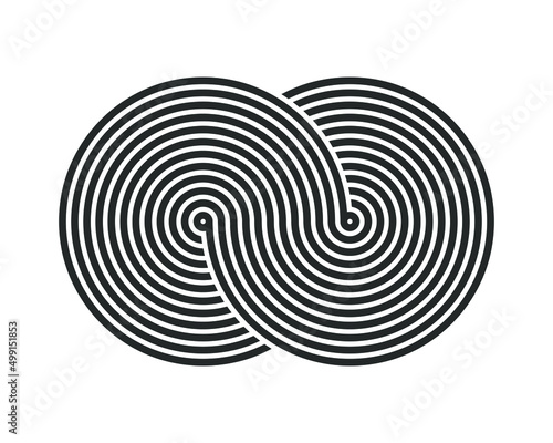 Infinity graphic symbol. Graphic design element. Abstract geometric shape. Sign isolated on white background. Vector illustration