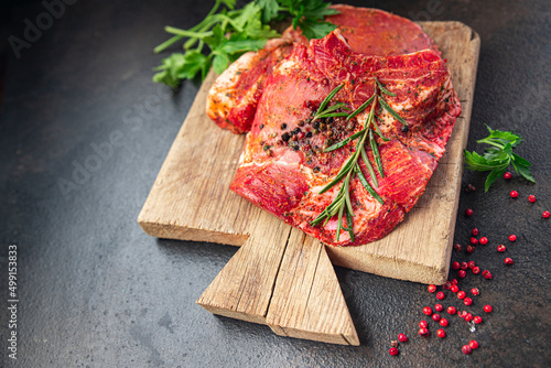 raw meat steak pork fresh beef meal food snack on the table copy space food background 