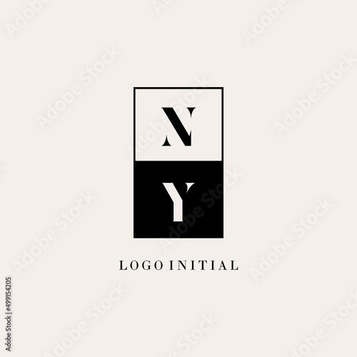 Initials NY square line negative space logo design ideas