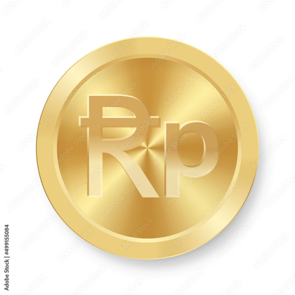 Gold coin of Indonesian rupee Concept of internet currency Gold coin of Indonesian rupee Concept of internet currency