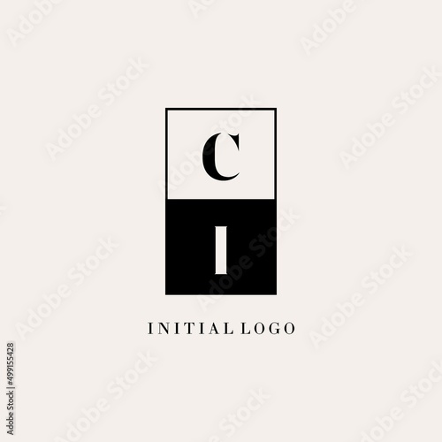 Initials CI square line negative space logo design ideas