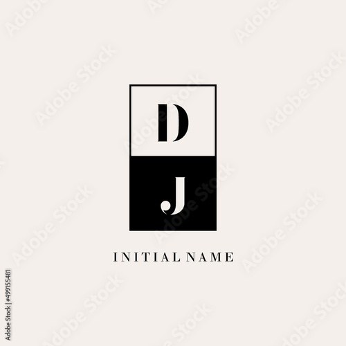 Initials DJ square line negative space logo design ideas
