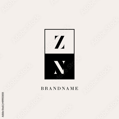 Initials ZN square line negative space logo design ideas