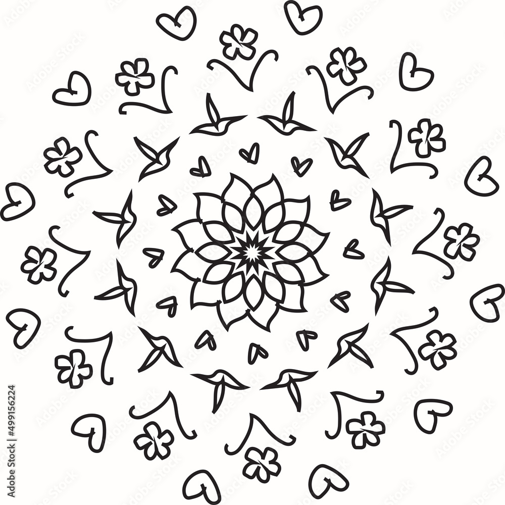 Obraz premium Mandala art with flower and heart