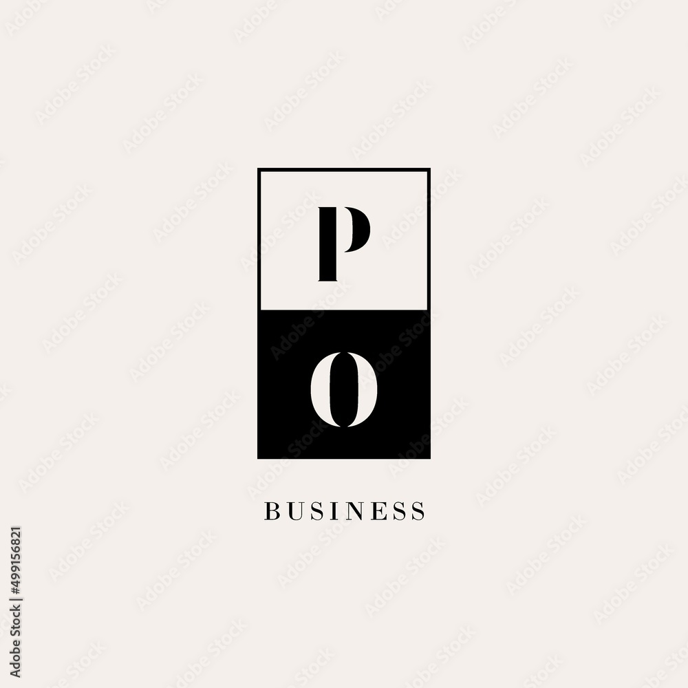 Initials PO square line negative space logo design ideas Stock Vector ...