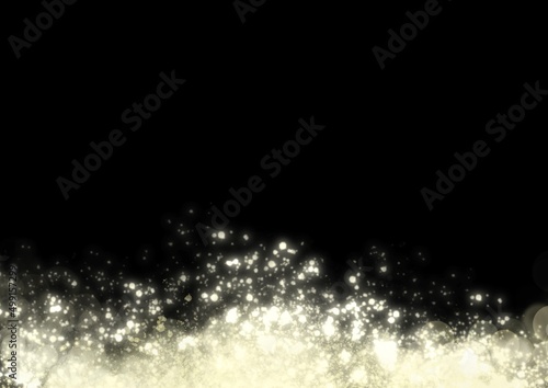 gold bokeh background. pastel yellow Christmas background sparkling and twinkling light. copy space for seasonal greeting. Unfocused abstract white glitter background