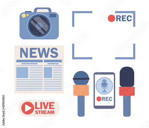 News set icon. Live streaming. Online news. Newsletter and information. Media concept. News article sign. Vector flat illustration